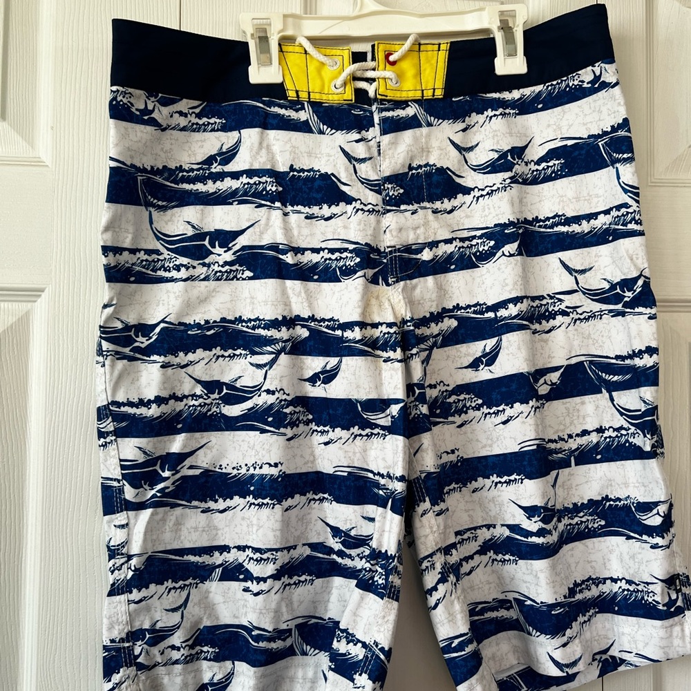 Mens Sperry swim trunks NO MESH LINING back pocket size 34